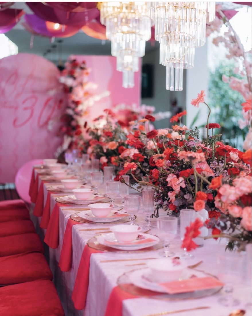 Birthday celebration tablescape in bloom